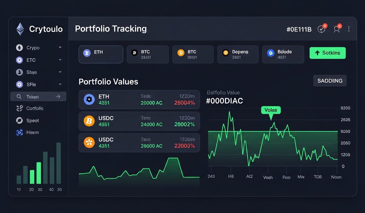 Dexscreener portfolio tracking dashboard displaying cryptocurrency holdings, valuations, and performance metrics across multiple blockchains